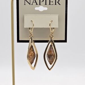 Napier Gold-Tone Golden Orbital Drop Earrings